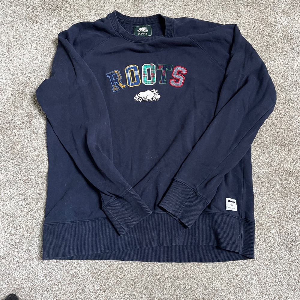 Roots Plaid Letter Crewneck